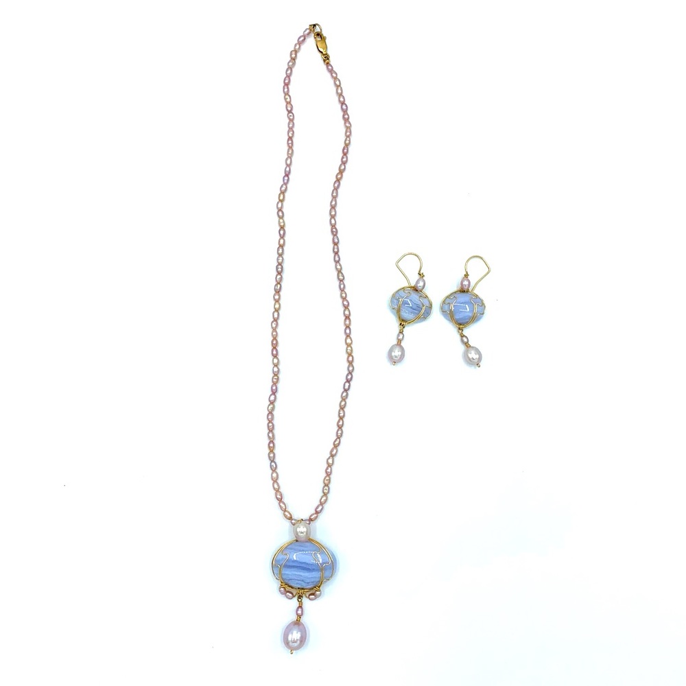 Amethyst Necklace + Earrings